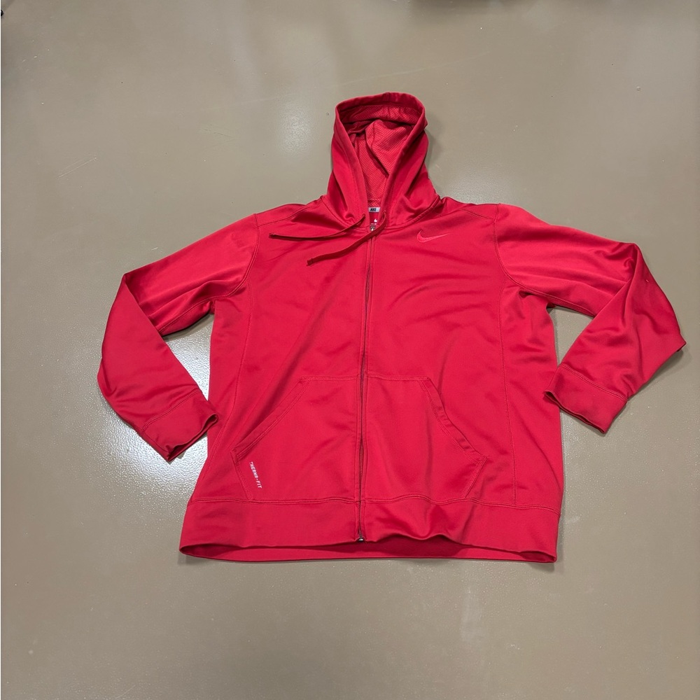 Nike Men's Red Therma-Fit Full Zip Hoodie Size XL Swoosh Logo Athletic